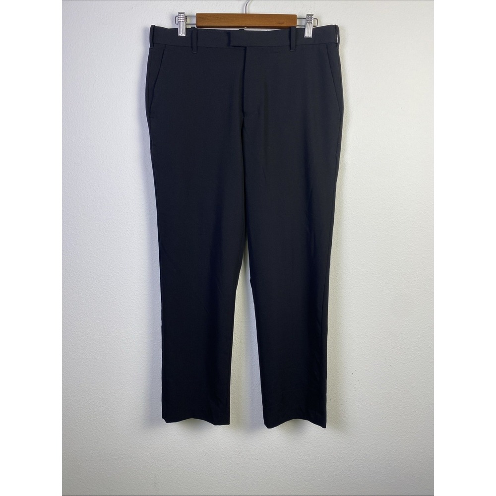 Van Heusen Flex Pants Men Black 32x30 Poly Blend  Straight Comfort Chino Slacks
